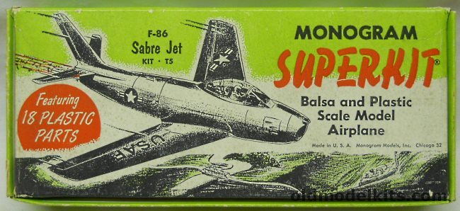 Monogram 1/60 Superkit F-86 Sabre Jet, T5 plastic model kit